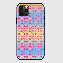 Чехол для iPhone 12 Pro Много сердечек, цвет: 3D-черный