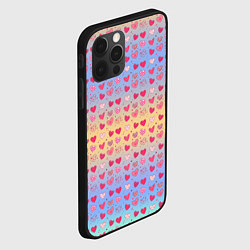 Чехол для iPhone 12 Pro Много сердечек, цвет: 3D-черный — фото 2