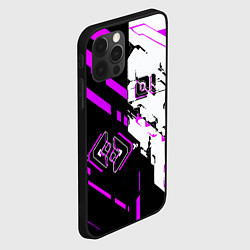 Чехол для iPhone 12 Pro Розовые и чёрные техно линии, цвет: 3D-черный — фото 2