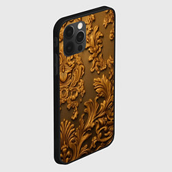 Чехол для iPhone 12 Pro Темная лепнина золото, цвет: 3D-черный — фото 2