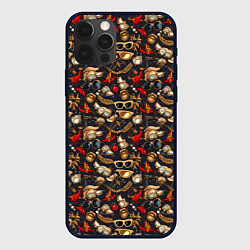 Чехол для iPhone 12 Pro Паттерн из красных абстрактных очков, цвет: 3D-черный