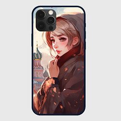 Чехол для iPhone 12 Pro Русская девушка в аниме стиле, цвет: 3D-черный
