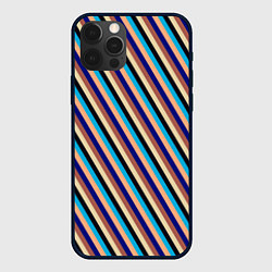 Чехол для iPhone 12 Pro Сине-коричневый полосатый, цвет: 3D-черный