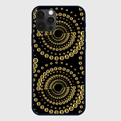 Чехол для iPhone 12 Pro Золотой Биткоин на черном, цвет: 3D-черный