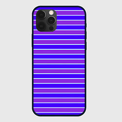 Чехол для iPhone 12 Pro Неоновые полосы фиолетовые и синие, цвет: 3D-черный