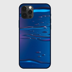 Чехол для iPhone 12 Pro Неоновая поверхность синяя с каплями воды, цвет: 3D-черный