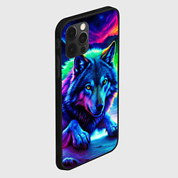 Чехол для iPhone 12 Pro Неоновый волк - северное сияние, цвет: 3D-черный — фото 2