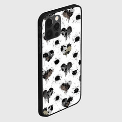 Чехол для iPhone 12 Pro Брызги и капли в форме сердечки, цвет: 3D-черный — фото 2