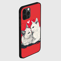 Чехол для iPhone 12 Pro Влюбленные белые кошечки, цвет: 3D-черный — фото 2