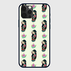 Чехол для iPhone 12 Pro Девушка и цветок, цвет: 3D-черный