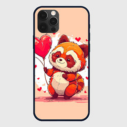 Чехол для iPhone 12 Pro Милый енот с сердечком, цвет: 3D-черный