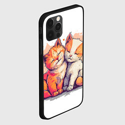 Чехол для iPhone 12 Pro Влюбленные милые котята, цвет: 3D-черный — фото 2