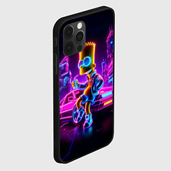 Чехол для iPhone 12 Pro Барт Симпсон сидит на тачке Делориан, цвет: 3D-черный — фото 2