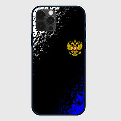 Чехол для iPhone 12 Pro Герб РФ краски текстура, цвет: 3D-черный