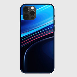 Чехол для iPhone 12 Pro Синяя и черная абстракция геометрическая, цвет: 3D-черный