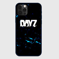 Чехол для iPhone 12 Pro Dayz текстура краски голубые, цвет: 3D-черный