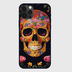 Чехол для iPhone 12 Pro Bright colors and skull, цвет: 3D-черный