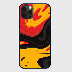 Чехол для iPhone 12 Pro Красные желтые оранжевые пятна краски, цвет: 3D-черный