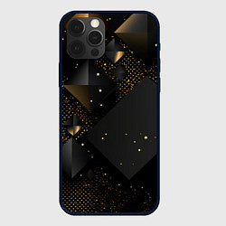Чехол для iPhone 12 Pro Золотые ромбы на черной абстракции, цвет: 3D-черный