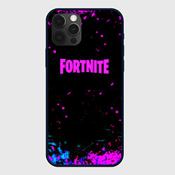 Чехол для iPhone 12 Pro Fortnite неоновые брызги красок, цвет: 3D-черный