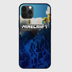 Чехол для iPhone 12 Pro Minecraft лого и горы, цвет: 3D-черный