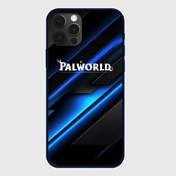 Чехол для iPhone 12 Pro Palworld logo blue neon abstract, цвет: 3D-черный