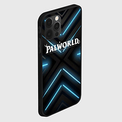 Чехол для iPhone 12 Pro Palworld logo на фоне синего неона, цвет: 3D-черный — фото 2