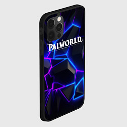 Чехол для iPhone 12 Pro Palworld логотип на ярких неоновых плитах, цвет: 3D-черный — фото 2