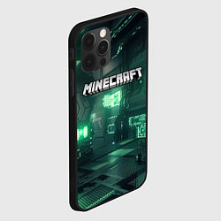 Чехол для iPhone 12 Pro Minecraft logo в стиле киберпанк, цвет: 3D-черный — фото 2