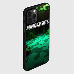 Чехол для iPhone 12 Pro Minecraft logo зеленый яркий мир, цвет: 3D-черный — фото 2