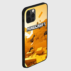 Чехол для iPhone 12 Pro Minecraft logo яркий желтый мир, цвет: 3D-черный — фото 2