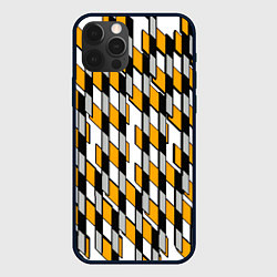 Чехол для iPhone 12 Pro Киберпанк узор чёрно-жёлтый на белом фоне, цвет: 3D-черный