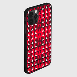 Чехол для iPhone 12 Pro Белые треугольники на красном фоне, цвет: 3D-черный — фото 2