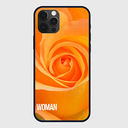 Чехол для iPhone 12 Pro Оранжевая роза - woman, цвет: 3D-черный