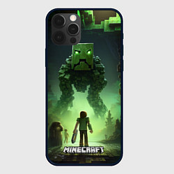 Чехол для iPhone 12 Pro Minecraft зеленый монстр с яркими глазами, цвет: 3D-черный