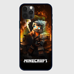 Чехол для iPhone 12 Pro Minecraft персонаж искры от огня, цвет: 3D-черный