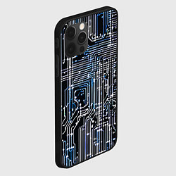 Чехол для iPhone 12 Pro Киберпанк схемы белые и синие, цвет: 3D-черный — фото 2