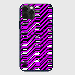 Чехол для iPhone 12 Pro Киберпанк узор фиолетовый и чёрный, цвет: 3D-черный