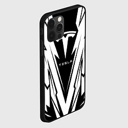 Чехол для iPhone 12 Pro Tesla - black and white, цвет: 3D-черный — фото 2