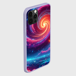 Чехол для iPhone 12 Pro Яркая неоновая галактика - нейросеть, цвет: 3D-светло-сиреневый — фото 2