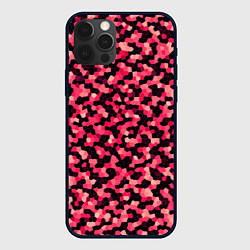 Чехол для iPhone 12 Pro Мозаика красно-бордовый, цвет: 3D-черный