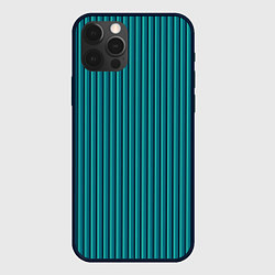 Чехол для iPhone 12 Pro Бирюзовый в полоску, цвет: 3D-черный