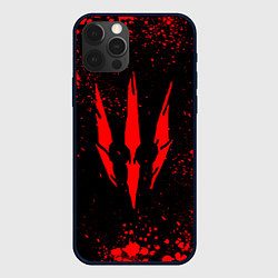 Чехол для iPhone 12 Pro The witcher - Краскый логотип и брызги, цвет: 3D-черный