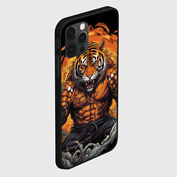 Чехол для iPhone 12 Pro Муай - Тай тигр в стойке боевые искусства, цвет: 3D-черный — фото 2