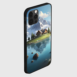 Чехол для iPhone 12 Pro Чудесный день на берегу озера в горах, цвет: 3D-черный — фото 2