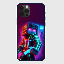 Чехол для iPhone 12 Pro Cyberpunk and Minecraft - collaboration ai art, цвет: 3D-черный