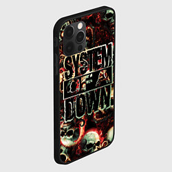 Чехол для iPhone 12 Pro System of a Down на фоне черепов, цвет: 3D-черный — фото 2