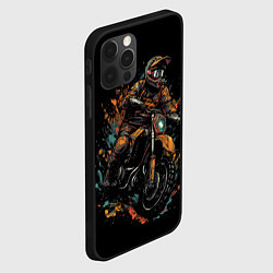 Чехол для iPhone 12 Pro Мотоциклист желтые кляксы, цвет: 3D-черный — фото 2