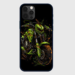 Чехол для iPhone 12 Pro Зеленый ретро-мотоцикл, цвет: 3D-черный
