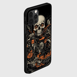 Чехол для iPhone 12 Pro Череп байкера: мото-дух, цвет: 3D-черный — фото 2
